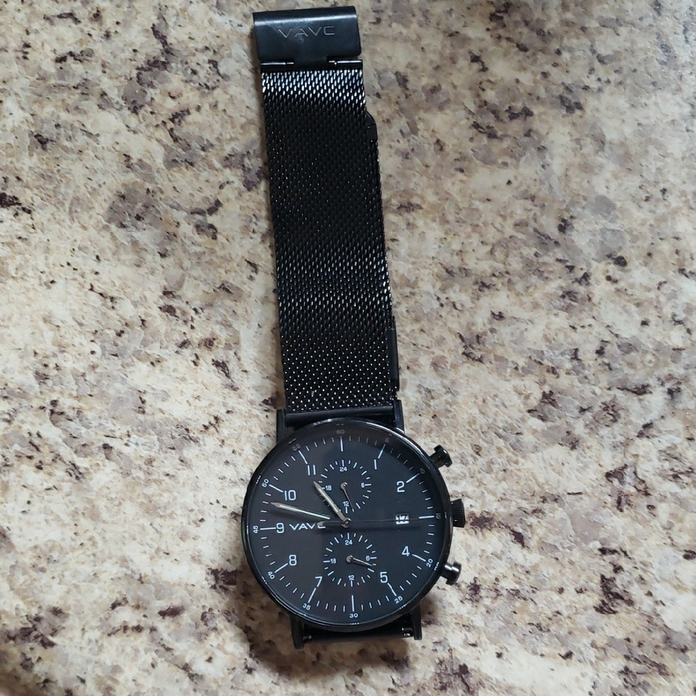 Black Mesh Strap Watch